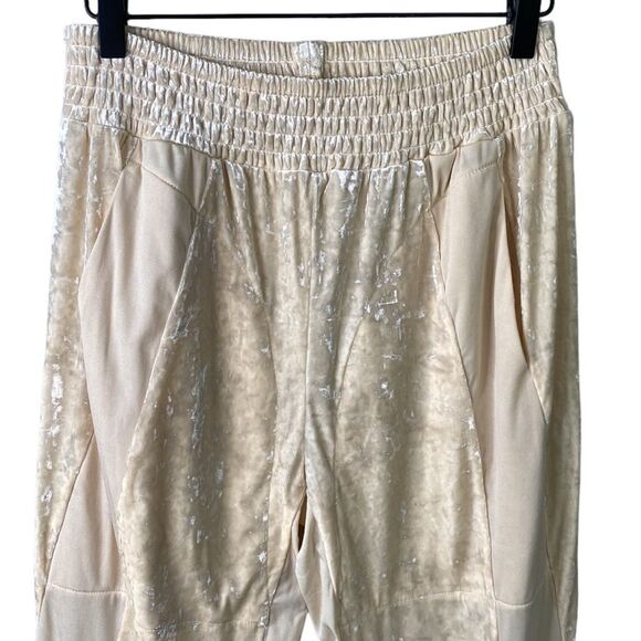 We Are HAH 1 Track Mind Crushed Velvet Jogger Pant in Almond Milk Slouchy - Picture 4 of 16